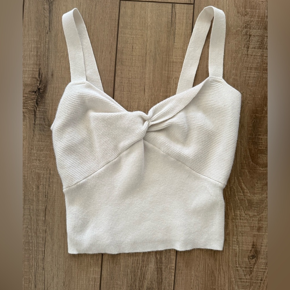 Abercrombie & Fitch Cream Knotted Crop Top
